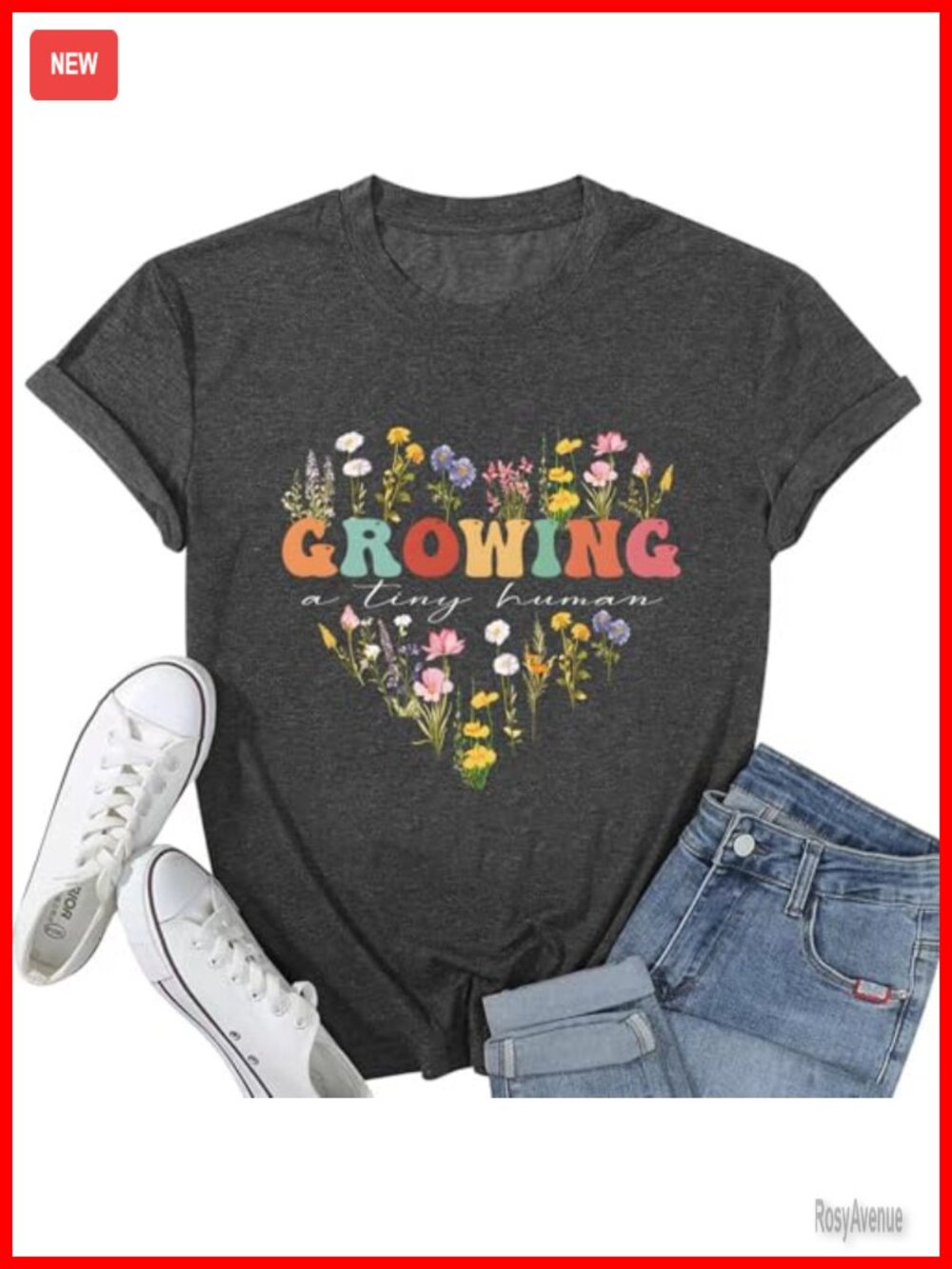 Maternity Pregnancy Announcement Shirt Growing A Tiny Human Graphic Tee